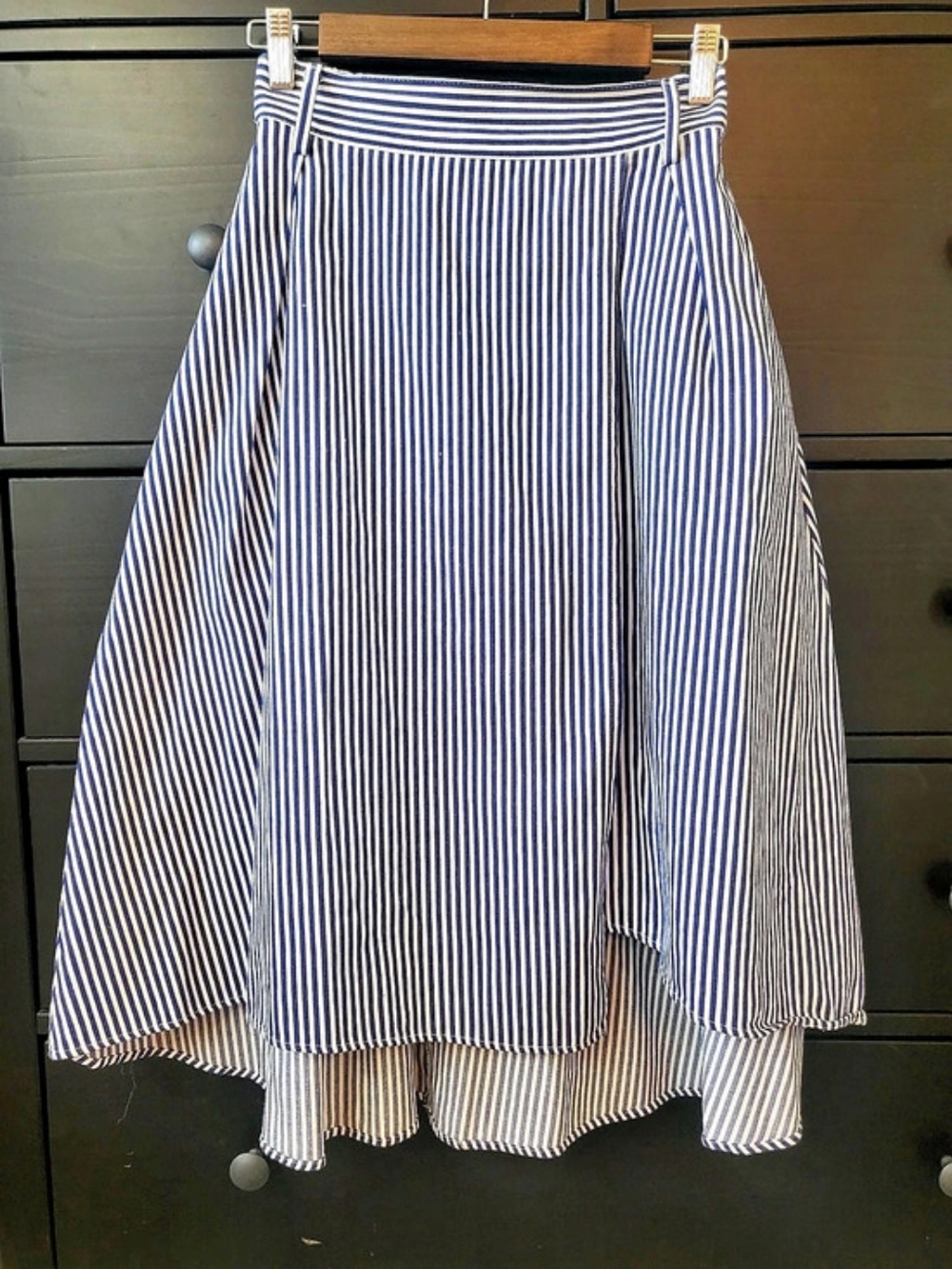 BROWNY Striped Midi Skirt in Blue & White Size Small/Medium